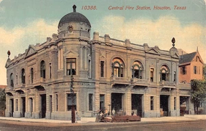 c.1910 Central Fire Station Houston TX Postkarte - Bild 1 von 2