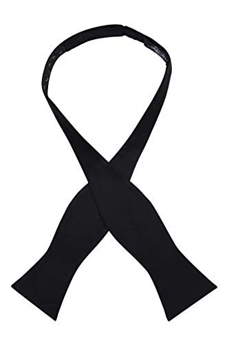  100% Silk Formal Bow Tie, Solid 16MM Silk Self Tie, Wedding & Tuxedo Black - Image 1 of 4