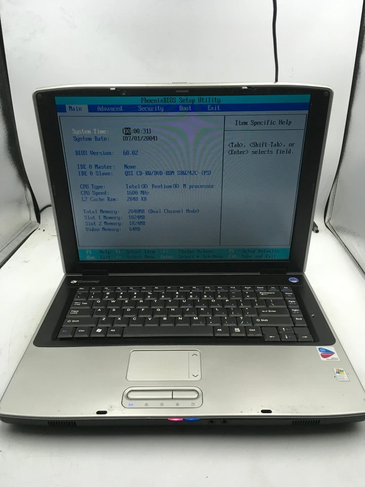 GATEWAY M460 - BOOTS TO BIOS - INTEL PENTIUM M - 2GB RAM - 15" - READ DESC -BB - Image 1 of 4