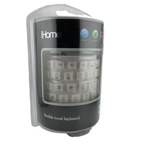 iHome White Spill-Proof Flexible Portable Travel USB Enabled Keyboard NEW - Picture 1 of 6