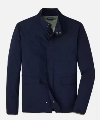 $1,100 Peter Millar L Excursionist Flex City Car Coat Navy Wool BlendJacket - Image 1 of 4