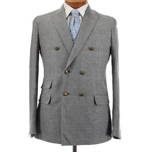 Eleventy Platinum NWOT Double Breasted Sport Coat Size 50 (40R US) In Gray Plaid - Picture 1 of 7