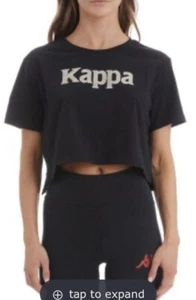 Camiseta Kappa GreatVic Negra Rosa Humo Letras Rojo Cereza Talla Grande - Imagen 1 de 6