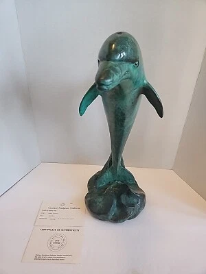 James Siebert DOLPHIN Poly-Bronze Sculpture Appx 17.5" COA 233/500 REPAIR?? READ - Image 1 of 4