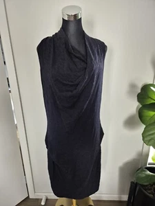 Metalicus Sleeveless Merino Blend Dress Black Stretch Cowl Twist Neck Long OS GU - Picture 1 of 7