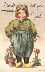 Cartolina dinks dot you vas von goot girl" artista firmata in rilievo - Foto 1 di 2