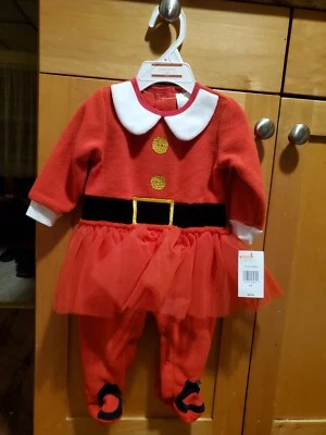 NUEVO CON ETIQUETAS Babygear 0-3 Meses Una Pieza Santa Jersey con Tutú Dormir Niña Navidad Foto 1 de 3