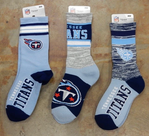 3 Pack NFL Tennessee Titans Gift Socks Medium Fits 5-10 Double Deuce Reverse New Cover