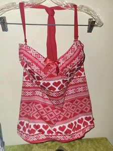 Fredericks Of Hollywood Red & White Heart Corset Flawed Bent Boning Size XL - Picture 1 of 9