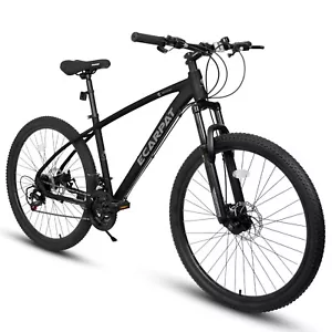 27 inch Adult Mountain Bike, Aluminum Frame Disc-Brake, Shimano 21 Speed, Black - Picture 1 of 9