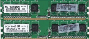 1GB 2x512MB PC2-5300 Qimonda DDR2-667 Memory Kit LEX512MD2667Q-QB HP 377725-888 - Picture 1 of 2