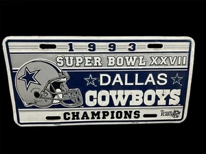 Dallas Cowboys Super Bowl XXVII Champions License Plate Vintage 1993 Team NFL - Picture 1 of 1