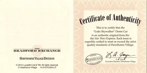 Luke Skywalker Bradford Exchange COA Certificate of Authenticity CARD ONLY - Bild 1 von 2