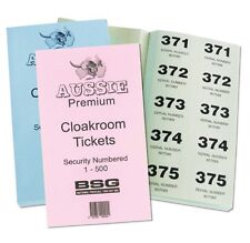 10 pads of Premium Cloak Room Tickets 1-500