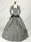 Victorian Civil War Black and White Stripe Cotton Dress Gown Theater Costume 321