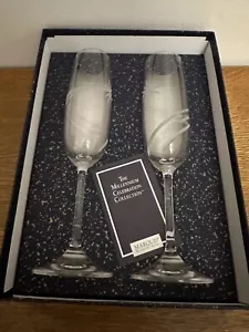 Vtg 2000 Waterford Crystal Marquis Austria Champagne Flute 2-PC Millinnium Boxed - Picture 1 of 9