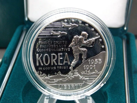 1991 Korean War Memorial PROOF Silver Dollar Coin $1 Box & COA ECC&C, Inc Cover