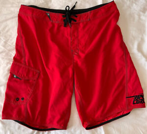 Vintage Ripcurl Mens Red Embroidered Board Shorts Swim Trunks  Size 38