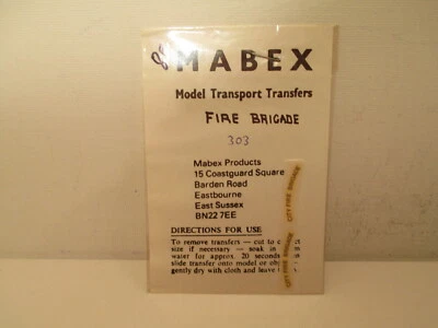 RARE MABEX 303 FIRE BRIGADE ORIGINAL DECALS DECALQUES ORIGINAUX HO O LOOK - Photo 1/3