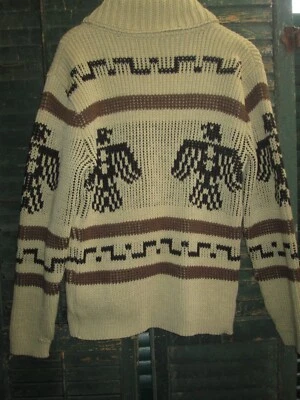 LL BEAN De Colección Años 80 Estilo Cowichan Thunderbird Tótem Chal Cárdigan Chaqueta Suéter Foto 1 de 4