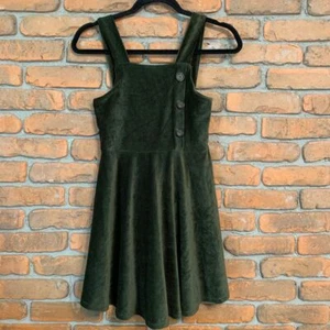 Beautees Girls Corduroy Ribbed Velvet Fit and Flare Dress Buttons Green Size M - Picture 1 of 5