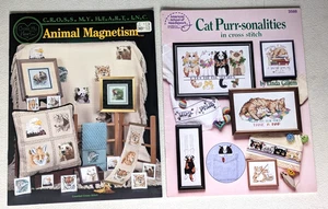 Vintage 2 Bastelprospekte Zeitschriften Kreuzstichmuster Katzen Wildtiere - Bild 1 von 5