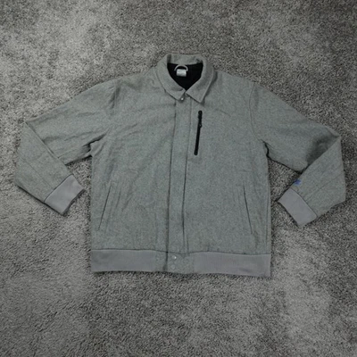 Куртка мужская Nike очень большая бомбер шерстяная смесь вафли тепловая с подкладкой серая - Изображение 1 из 4