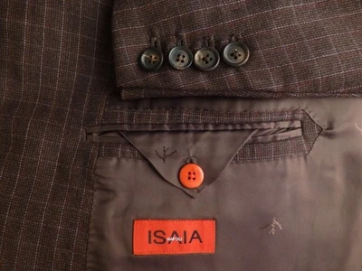 Isaia Blazer 58R/48R Plaid Excellent Condition Super 140 Brown Jacket Sport Coat - Image 1 of 4