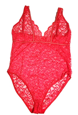 New Charmiral XXL Red Lace V Neck Lingerie Teddy Intimate Sleepwear Bodysuit - Image 1 of 4