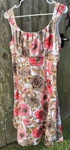 Abito Cato donna marrone rosa floreale senza maniche aderente e svasato taglia 14 babydoll - Foto 1 di 19