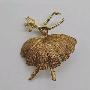 Broche bailarina vintage tono dorado metal prendedor declaración noche cóctel joyería  - Imagen 1 de 6