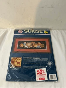 Sunset Southwestern Ceramics Counted Cross stitch new 18"x6" #13584 Rare - Picture 1 of 2