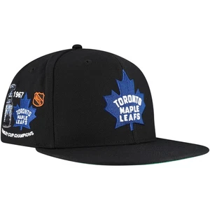 Men's Mitchell & Ness Black Toronto Maple Leafs Core Top Spot Snapback Hat - Picture 1 of 5