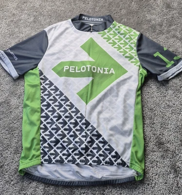 Primal Cycling Jersey Mens L Green Gray Short Sleeve Pelotonia 3/4 zip - Image 1 of 4