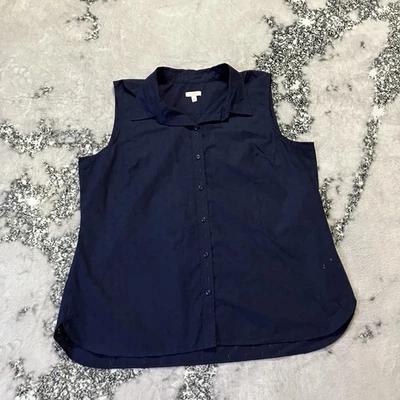 Camisa Talbots Mujer Talla XL P Azul Marino Abotonada Ancla Náutica Sin Mangas Foto 1 de 4