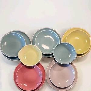 Mid Century Geschirr Set Pastell Harmony House Teller und Schüssel 12 Stück - Bild 1 von 6