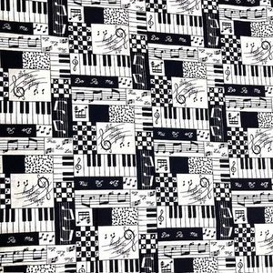 Piano Keys Notes Let the Music Play Fabric Traditions 2 yds 100% cotton fabric - Picture 1 of 6