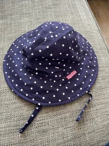 Jo Jo Maman Bebe Girls Navy Polka Dot Sun Hat Size 1-2 Years - Picture 1 of 4