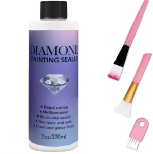 200ml Permanent Hold & Shine Diamond Art Painting Sealer Brushes Silicone 5D - Picture 1 of 2