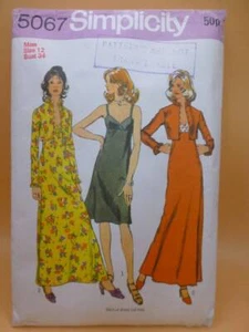 VTG 70s SIMPLICITY 5067 MISSES' 34" SZ 12 STRAPPY DRESS+JACKET SEWING PATTERN - Picture 1 of 2