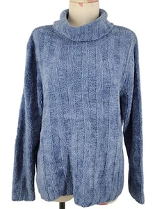 Women's White Stag Blue Chenille Turtle Neck Sweater Small Vintage? Soft - Picture 1 of 4