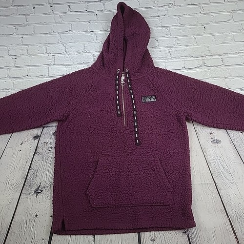 UNDERCOVER Victoria’s Secret ROSA Fuzzy Sherpa Pullover Donna Grande 1 4 Zip Viola