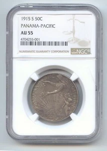 1915-S Panama Pacific Exposition Commemorative Half Dollar, NGC AU-55 - Picture 1 of 2