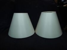 PAIR OF PALE CREAM FABRIC SMALL CLIP ON LAMPSHADES