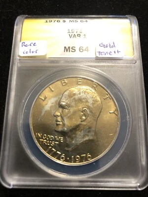 1976 Type 1 MS64 Eisenhower Dollar *Rare Deep Gold Toning* (1975 Strike) P.Q. - Image 1 of 4