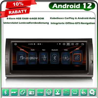 10.25" 8-Kern Android 14 Autoradio GPS für BMW X5 E53 DAB+ CarPlay DSP 4GB+64GB - Bild 1 von 4