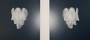 Pair of Vintage Italian Murano wall lights - 12 "rondini" clear grit glass - Picture 1 of 21