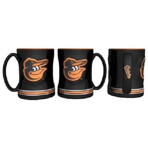 Baltimore Orioles Coffee Mug Relief Sculpted Team Color Logo - 14 oz Black Cover
