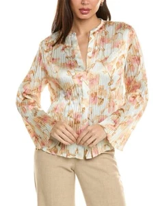 Vince Crushed Satin Soleil Floral Crinkle Pleated Blouse Shirt 3XL UK 22 24 26 - Picture 1 of 14