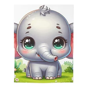 Baby Toddler Blanket Adorable Baby Elephant Design 5, 30x40 Gift Everyday - Picture 1 of 5